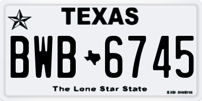 TX license plate BWB6745