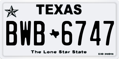 TX license plate BWB6747