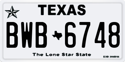 TX license plate BWB6748