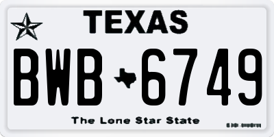 TX license plate BWB6749