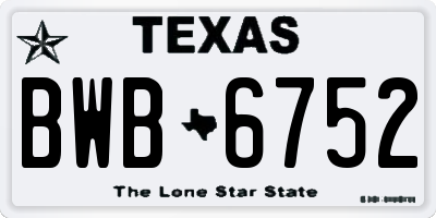 TX license plate BWB6752