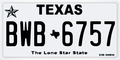 TX license plate BWB6757