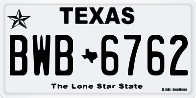 TX license plate BWB6762
