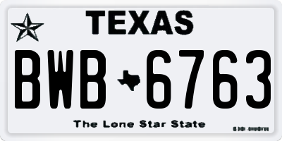 TX license plate BWB6763