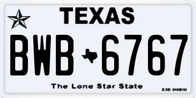 TX license plate BWB6767