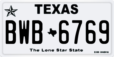 TX license plate BWB6769