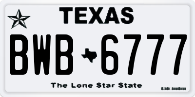 TX license plate BWB6777