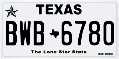 TX license plate BWB6780