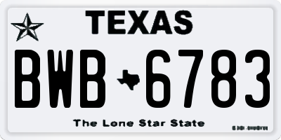 TX license plate BWB6783