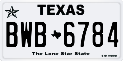 TX license plate BWB6784