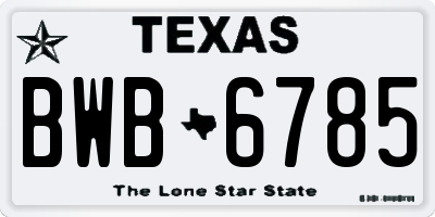 TX license plate BWB6785