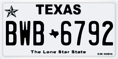 TX license plate BWB6792