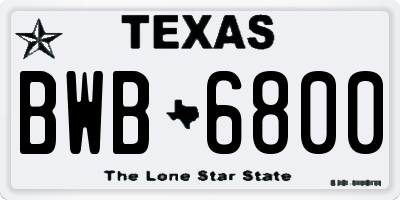 TX license plate BWB6800