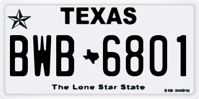 TX license plate BWB6801