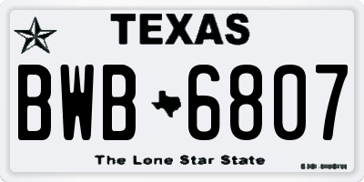 TX license plate BWB6807