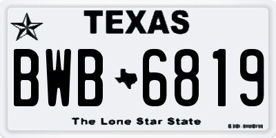 TX license plate BWB6819