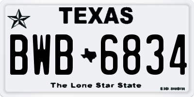 TX license plate BWB6834