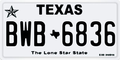 TX license plate BWB6836