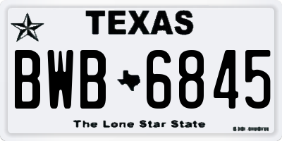 TX license plate BWB6845