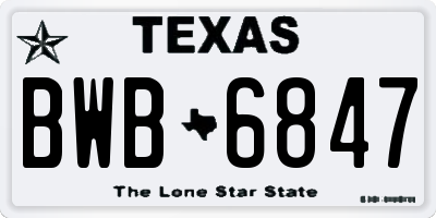 TX license plate BWB6847