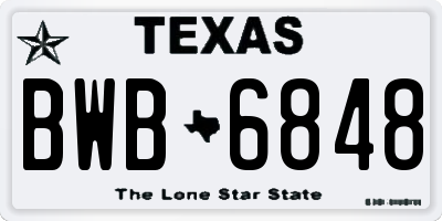 TX license plate BWB6848