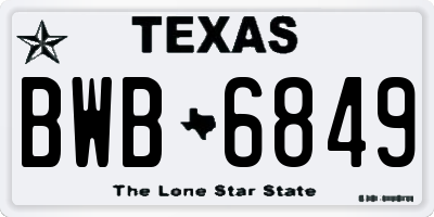TX license plate BWB6849