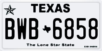 TX license plate BWB6858