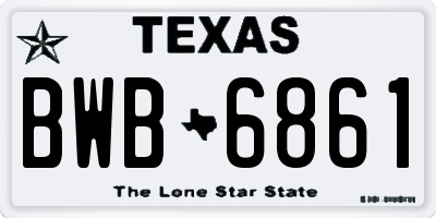 TX license plate BWB6861
