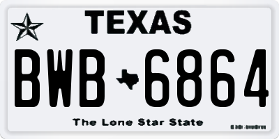 TX license plate BWB6864