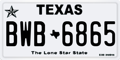 TX license plate BWB6865