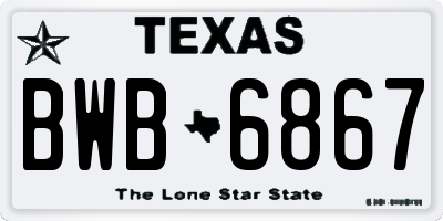 TX license plate BWB6867