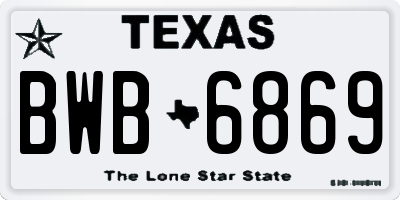 TX license plate BWB6869