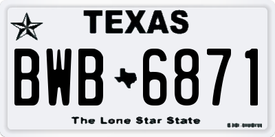 TX license plate BWB6871