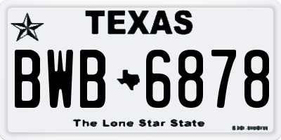 TX license plate BWB6878