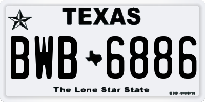 TX license plate BWB6886