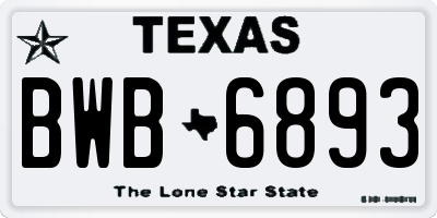 TX license plate BWB6893
