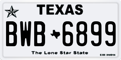 TX license plate BWB6899