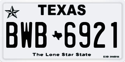 TX license plate BWB6921
