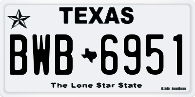 TX license plate BWB6951