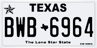 TX license plate BWB6964
