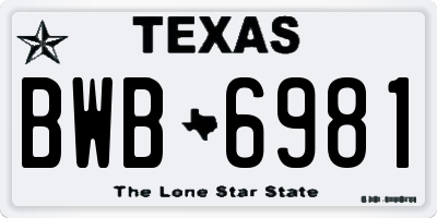 TX license plate BWB6981