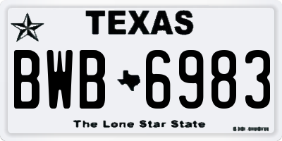 TX license plate BWB6983