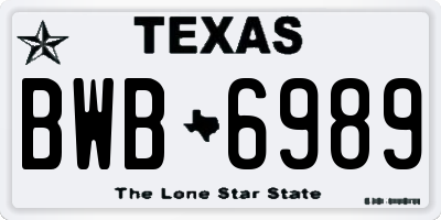 TX license plate BWB6989