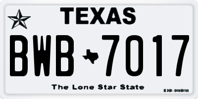 TX license plate BWB7017