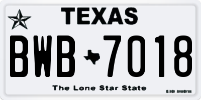 TX license plate BWB7018