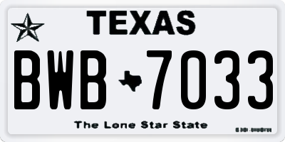 TX license plate BWB7033