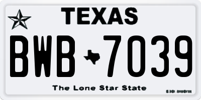 TX license plate BWB7039