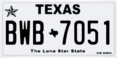 TX license plate BWB7051