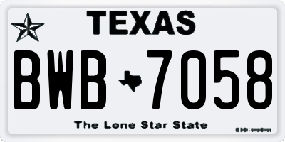 TX license plate BWB7058