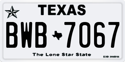 TX license plate BWB7067